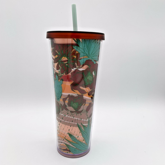Starbucks Desert Bloom Venti Tumbler Cactus Peach Brown Teal Cold Cup Southwest - Picture 2 of 11